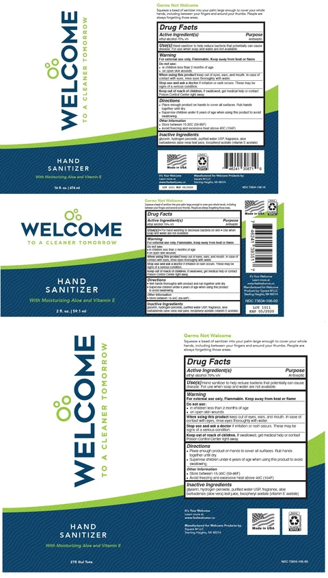 Welcome Hand Sanitizer packaging