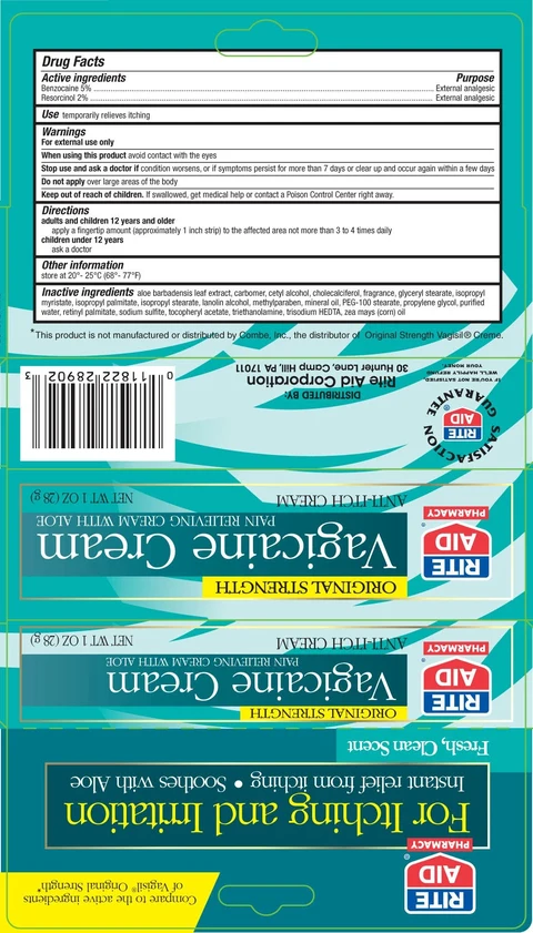 Rite Aid Original Strength Vagicaine packaging
