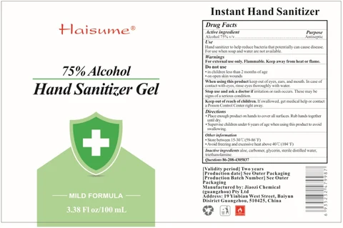 75% Alcohol Hand Sanitizer Gel 포장
