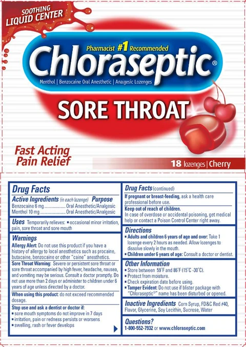 Chloraseptic Sore Throat Liquid Center packaging