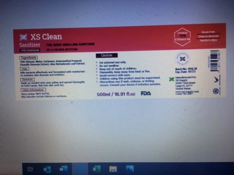 XS Clean 75% Ethanol packaging