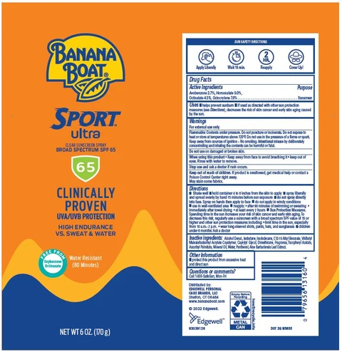 Banana Boat Sport Ultra Clear Sunscreen Broad Spectrum SPF 65 포장