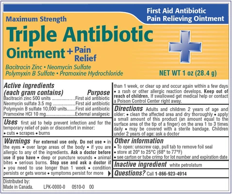 Triple Antibiotic Plus Pain Relief packaging