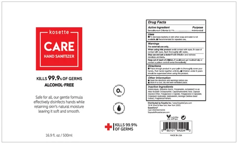 Kosette CARE Hand Sanitizer Alcohol-Free packaging