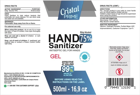 Hand Sanitizer Cristal Prime 100 Liters / Hand Sanitizer Cristal Prime 25000 liters / Hand Sanitizer Cristal Prime 1000 Liters / Hand Sanitizer Cristal Prime 250ml / Hand Sanitizer Cristal Prime 220 Liters / Hand Sanitizer Cristal Prime 60ml / Hand Sanitizer Cristal Prime 500ml / Hand Sanitizer Cristal Prime 1 liter / Hand Sanitizer Cristal Prime 5 Liters / Hand Sanitizer Cristal Prime 30ml / Hand Sanitizer Cristal Prime 1 Galon / Hand Sanitizer Cristal Prime 100ml packaging