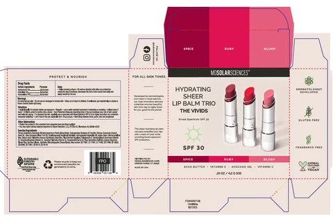 Hydrating Sheer Lip Balm Trio The VividsBroad Spectrum SPF 30 포장