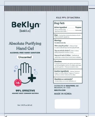 Beklyn Absolute Purifying Hand Gel 포장