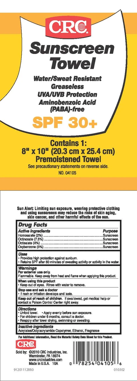 CRC Sunscreen TowelCRC packaging