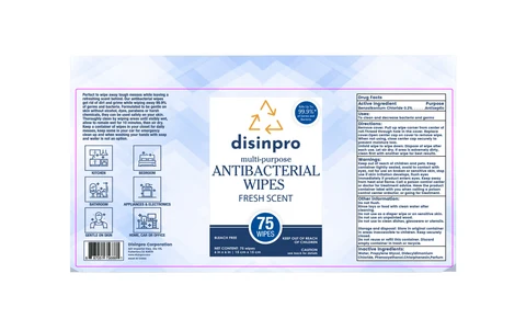 disinpro ANTIBACTERIAL WIPES packaging