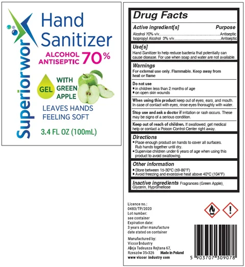 Superiorwor hand sanitizer with green apple 포장