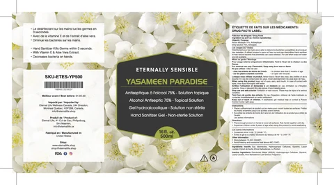 Yasameen Paradise Hand Sanitizer Gel packaging