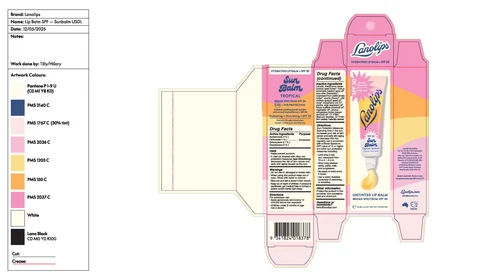 Lanolips Sun Balm Tropical Untinted Lip Balm Broad Spectrum SPF30 packaging