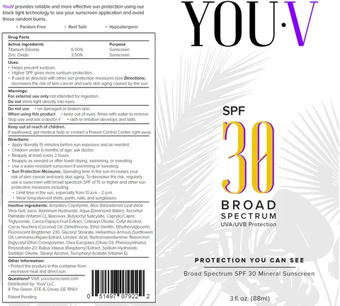 YOU-V SPF-30 Broad Spectrum Sunscreen packaging