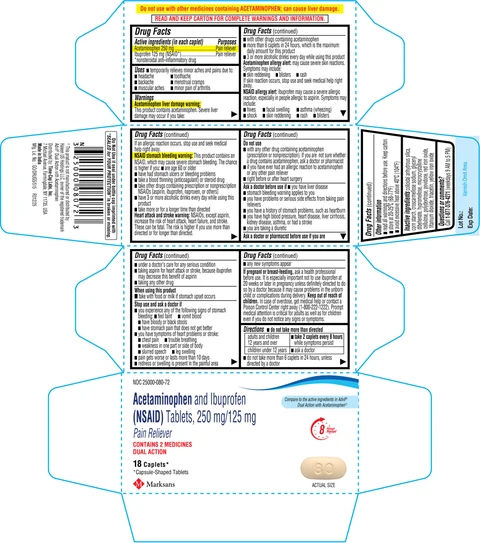 Acetaminophen 250 mg and Ibuprofen 125 mg packaging