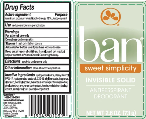 BanInvisible Solid Antiperspirant Deodorant Sweet Simplicity 포장