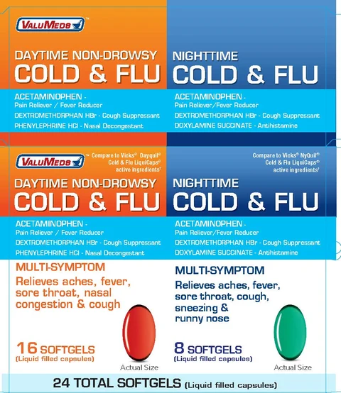 Daytime Non Drows Cold and Flu and Nighttime Cold and 포장