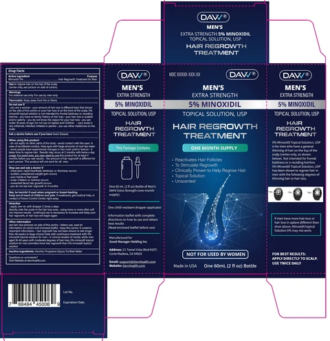 DAVV Minoxidil Topical Solution Mens Hair Regrowth Treatment 포장