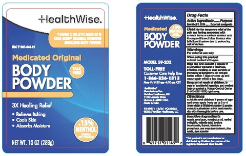 HealthWise Medicated Original Body Powder 10 oz packaging