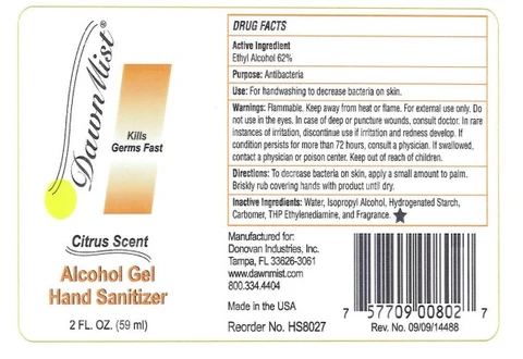 DawnMist Alcohol Gel Hand Sanitizer 포장