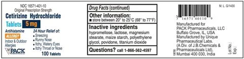 Cetirizine Hydrochloride 포장