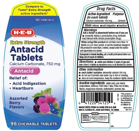 HEB Extra Stregth Antacid 포장