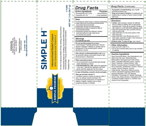 SIMPLE PROMISE Simple H Hemorrhoid Relief Cream 포장