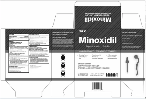 3RX Minoxidil HAIR REGROWTH TREATMENT FOR MEN 포장