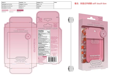 Smart Care Hand Sanitizer with Beaded Wristlet Rosewate 포장