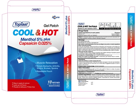Toplast Cool and Hot Menthol 5percent plus Capsaicin 0.025percent 포장