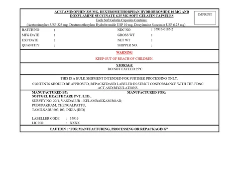 Acetaminophen, Dextromethorphan HBr and Doxylamine Succinate 포장