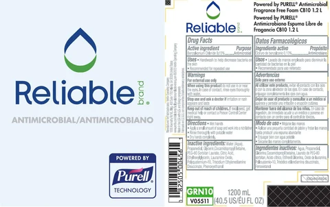 Reliable Brand Powered by PURELL Antimicrobial Fragrance Free Foam CB10 1.2L 포장