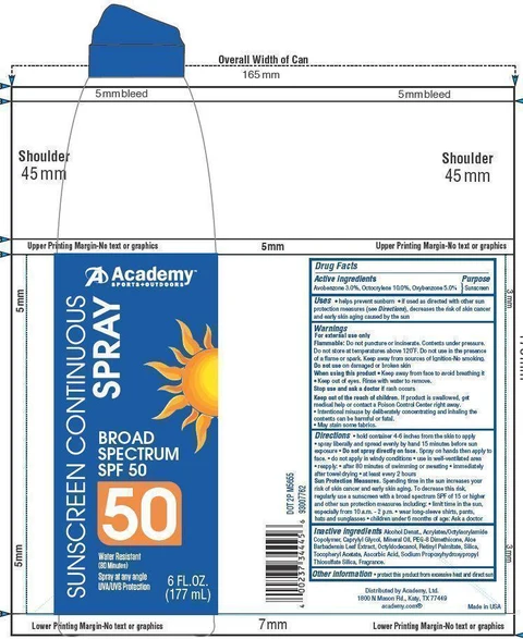 Academy ContinuousSPF 50 packaging