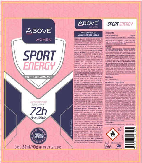 ABOVE SPORT ENERGY WOMEN ANTIPERSPIRANT DEODORANT 포장