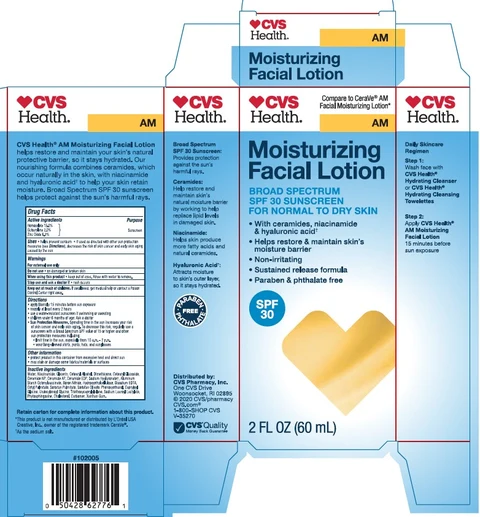 CVS Health AM Moisturizing Facial Broad Spectrum SPF 30 Sunscreen packaging
