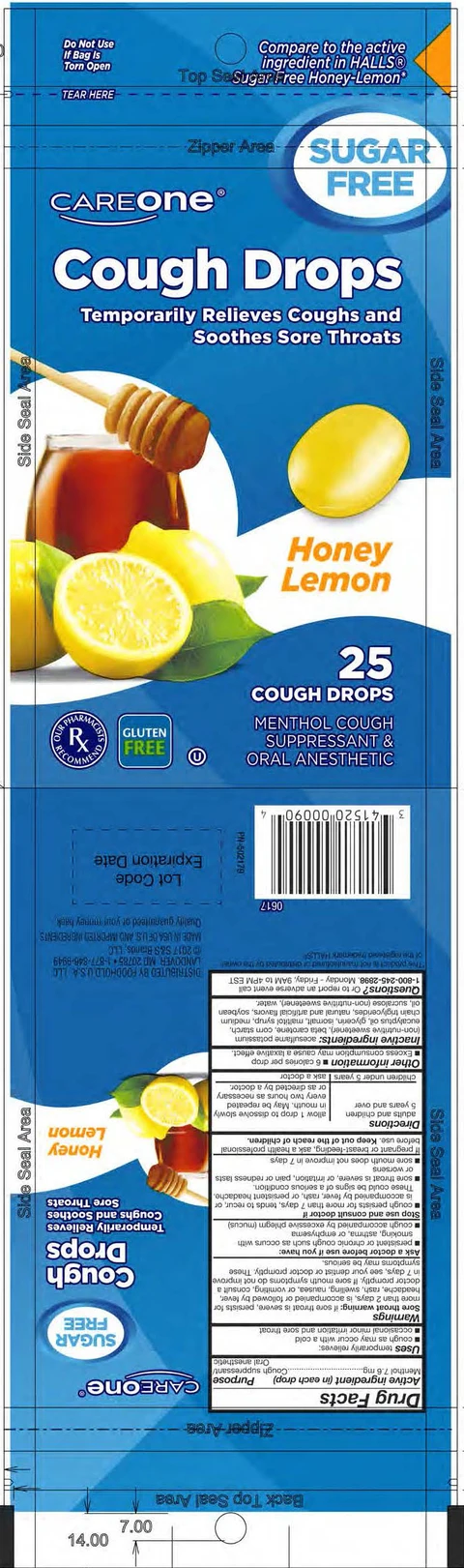 Sugar Free Honey Lemon Cough Drops 포장