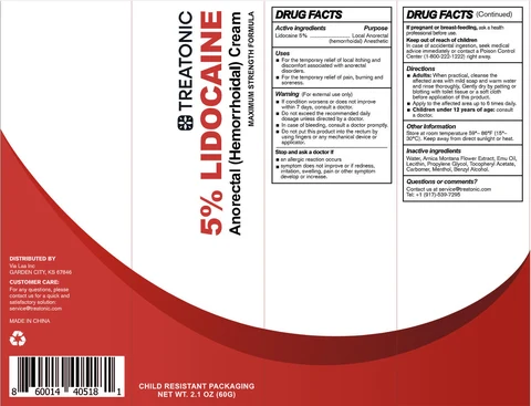 Treatonic 5% Lidocaine Cream packaging