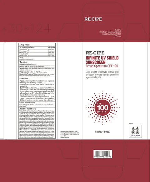 RECIPE Infinite UV Shield Sunscreen Broad Spectrum SPF100 포장