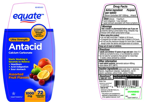 equate Ultra Strength Antacid Calcium CarbonateAssorted Fruit packaging