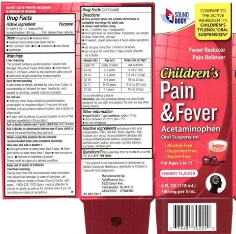 Childrens Pain and Fever packaging