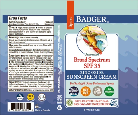 Badger Sport SPF 35 Sunscreen 포장