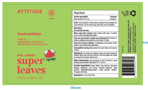 ATTITUDE Little Leaves Hand Sanitizer Watermelon and Coconut 포장