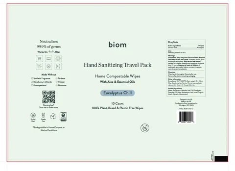 biom Sanitizing Alcohol Wipes - Eucalyptus Chill 포장