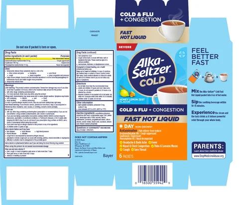 ALKA SELTZER COLD Cold Flu And Congestion Severe Fast Hot Liquid Day 포장