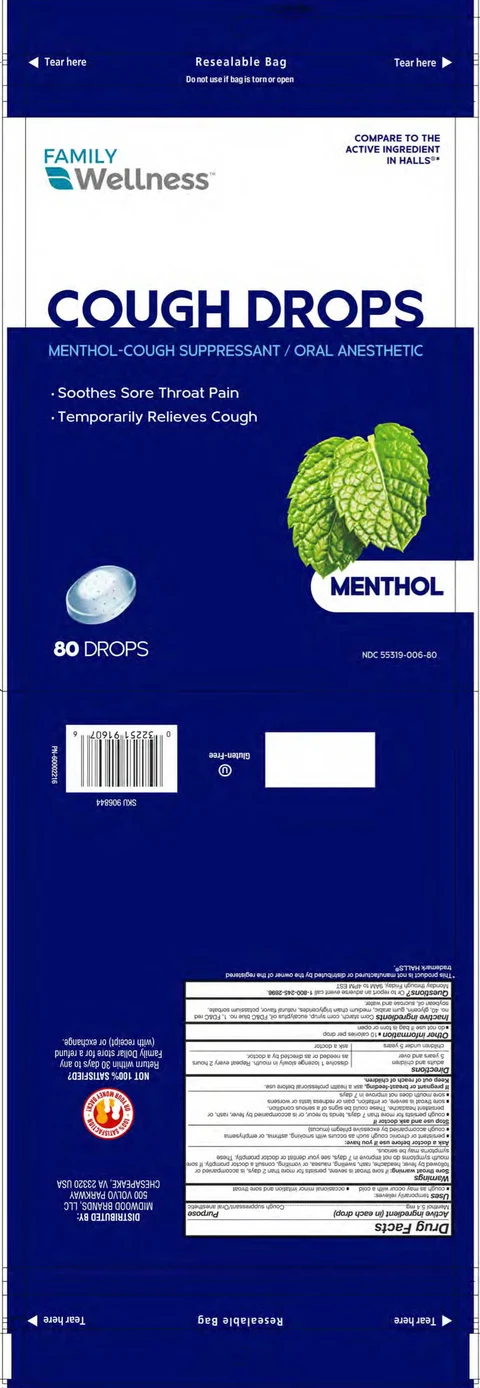 menthol cough drops 포장