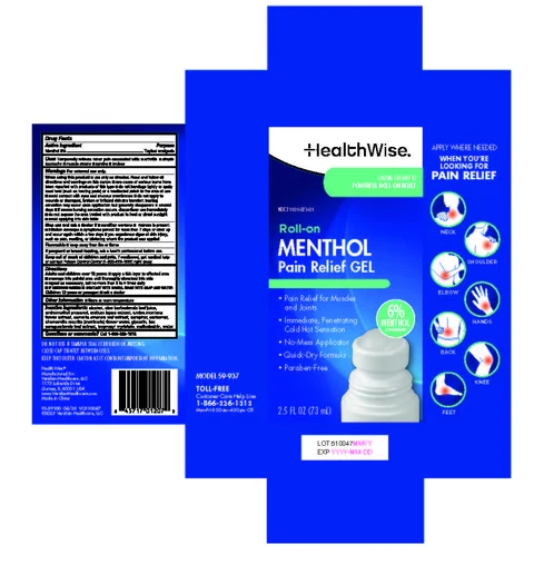 HealthWise Roll-on Menthol Pain Relief Gel packaging