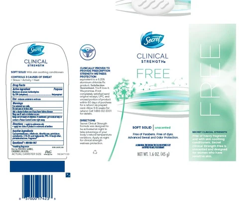 Secret Clinical Strength FREE Soft Unscented 포장