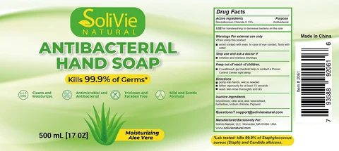 Solivie Natural Antibacterial Hand packaging