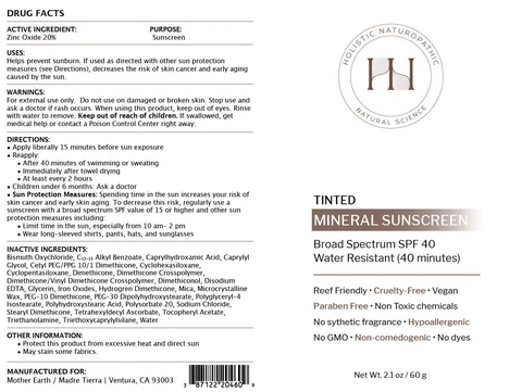 Tinted Mineral Sunscreen packaging