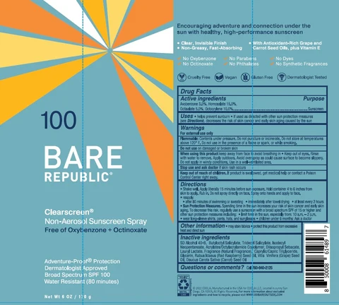 COOLA BARE REPUBLIC CLEARSCREEN SUNSCREEN SPF100 packaging