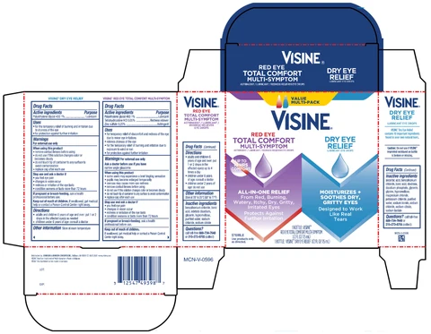 Visine Red Eye Total Comfort and Tears Dry Eye Relief 포장